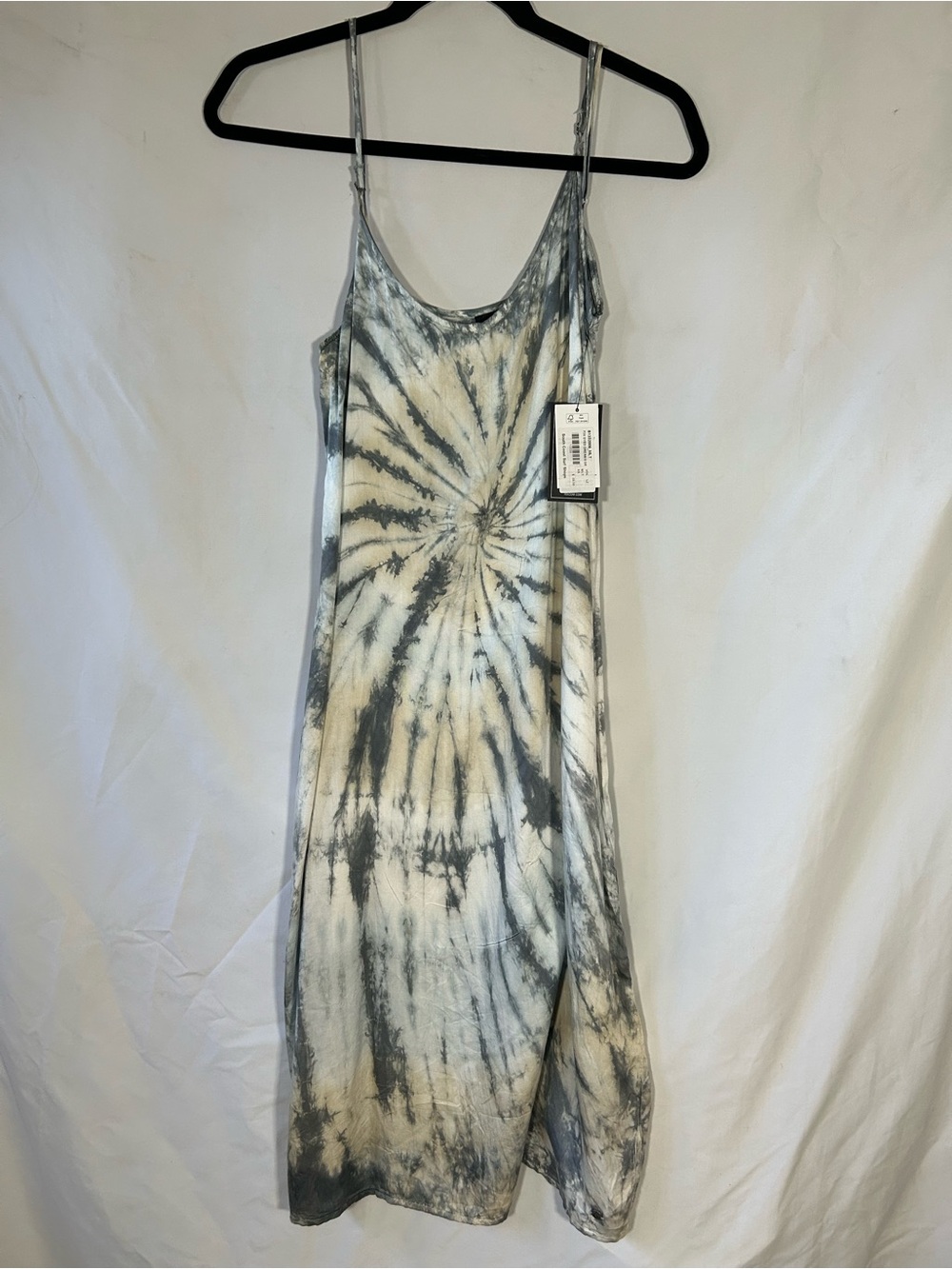 NWT VOLCOM DYED DREAMS BLUE BROWN TIE-DYE SUMMER BEACH MID DRESS WOMENS XS/0-2